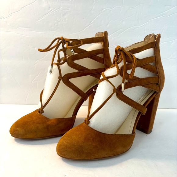 MARC FISHER Shellie Lace-Up Suede Pump Brown Size 6.5 - Picture 2 of 9